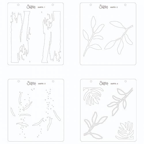 Layered stencils watercolor leaves - Sizzix