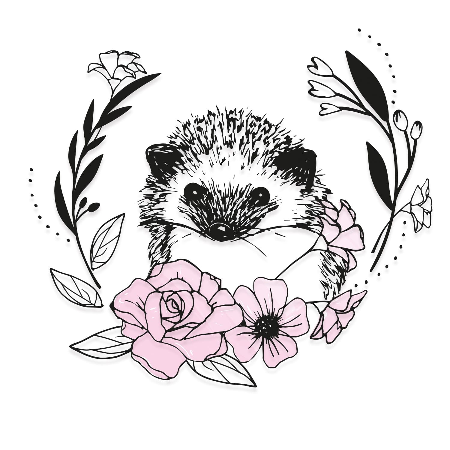 Layered clear stamps floral hedgehog - Sizzix