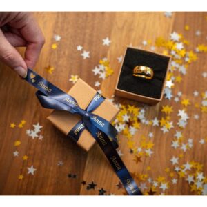 Ribbon tape tissu gold blue 12mm - Brother