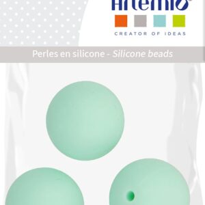 3 perles vert d'eau 15 mm silicone - Artemio