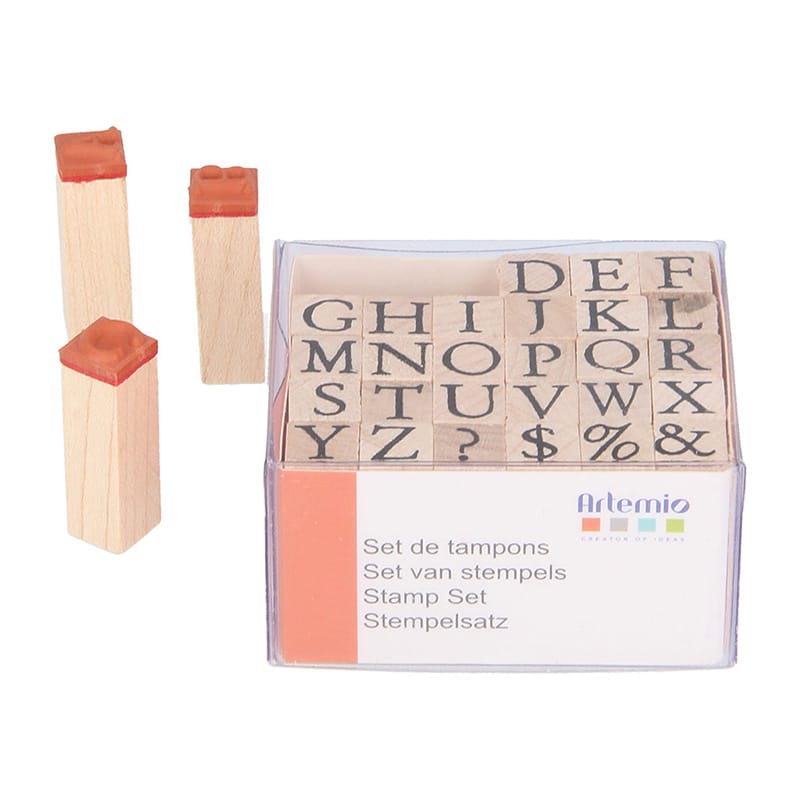 Tampons alphabet 1 cm - bois - Artemio