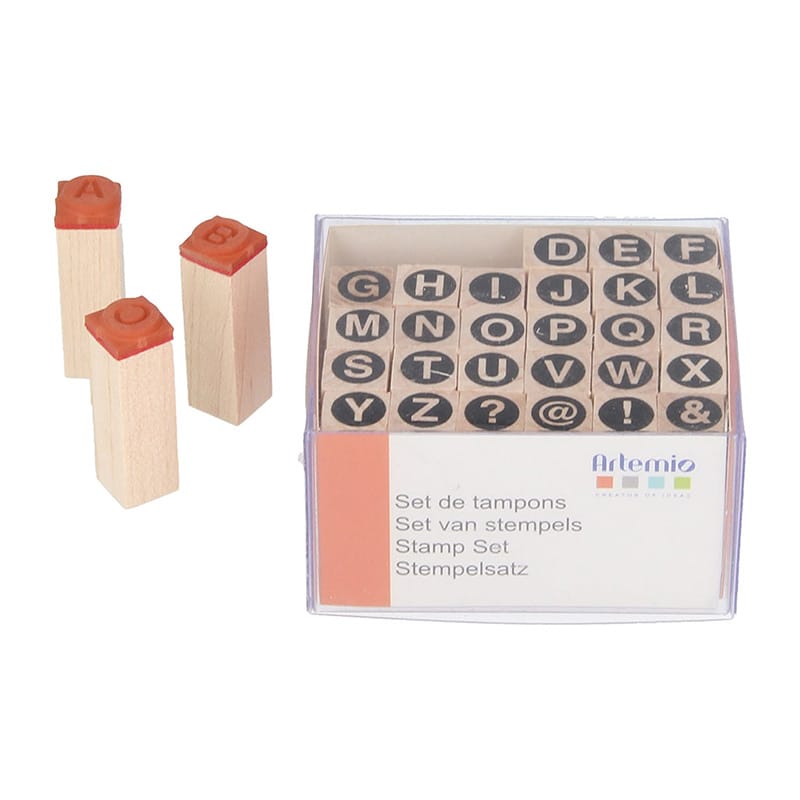 Tampons alphabet 1 cm - bois - Artemio